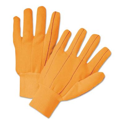 ORS Nasco Cotton/Polyester Corded Double-Palm with Nap-In Finish Gloves, Knit Wrist, Hi-Vis Orange, Large, 1060OR