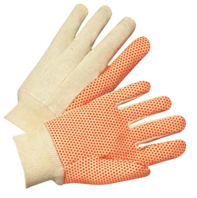 ORS Nasco Premium Grade Canvas Dotted Gloves, 10 oz, Mens, White/Orange, 1090