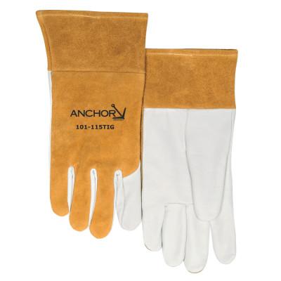 ORS Nasco 115-TIG Split Cowhide/Goatskin Palm Welding Gloves, Medium, Buck Tan/White, 115TIG-M