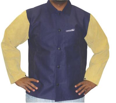 Best Welds Leather/Sateen Combo Jacket, 3X-Large, Blue/Tan, 1201-3XL