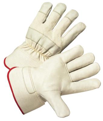 West Chester Leather Palm Gloves, Medium, Cowhide, Canvas, Gray, Yellow, 500Y/M