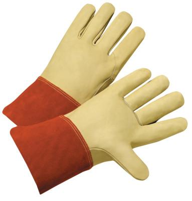 West Chester TIG/MIG Welding Gloves, Grain Cowhide, Medium, Tan/Russet, 6000/M