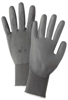 West Chester Polyurethane Coated Gloves, 2X-Large, Gray, 11 in, Smooth Palm & Fingers, 713SUCG/XXL