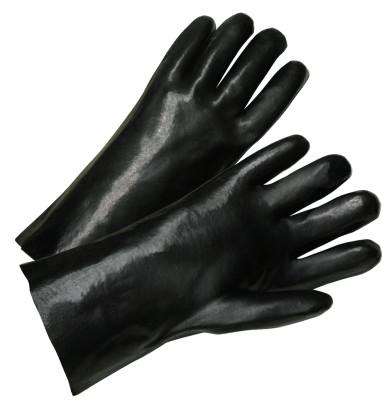 ORS Nasco PVC Coated Gloves, Standard Smooth Grip, Cotton-Knit Interlock Lining, 12 in, Large, Black, 7005