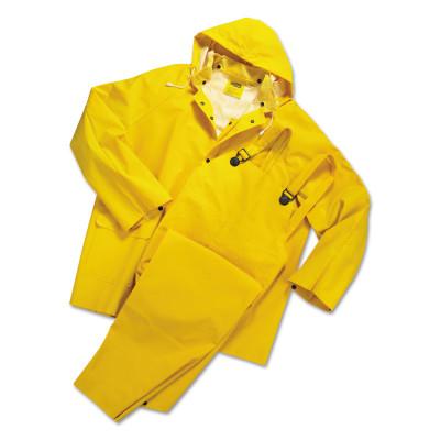 ORS Nasco 3-pc Rainsuit, Jacket/Hood/Overalls, 0.35 mm, PVC Over Polyester, Yellow, 6X-Large, 9000-6XL