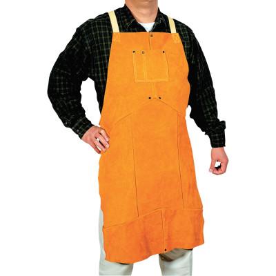 ORS Nasco Select Split Cowhide Leather Bib Apron, 24 in W x 42 in L, Golden Brown, Q-6