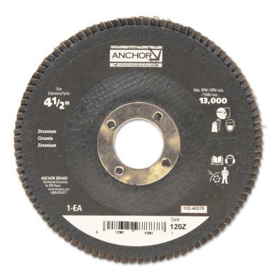 ORS Nasco Abrasive High Density Flap Discs, 4 1/2 in Dia, 120 Grit, 7/8 in Arbor, Type 27, 40376