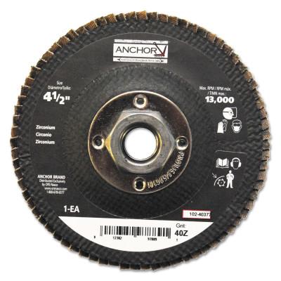 ORS Nasco Abrasive High Density Flap Discs, 4 1/2 in Dia, 40 Grit, 5/8-11 Arbor, Type 27, 40377