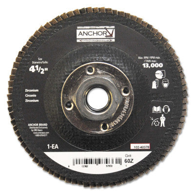 ORS Nasco Abrasive High Density Flap Discs, 4 1/2 in Dia, 60 Grit, 5/8-11 Arbor, Type 27, 40378