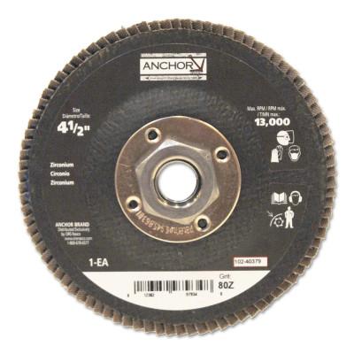 ORS Nasco Abrasive High Density Flap Discs, 4 1/2 in Dia, 80 Grit, 5/8-11 Arbor, Type 27, 40379