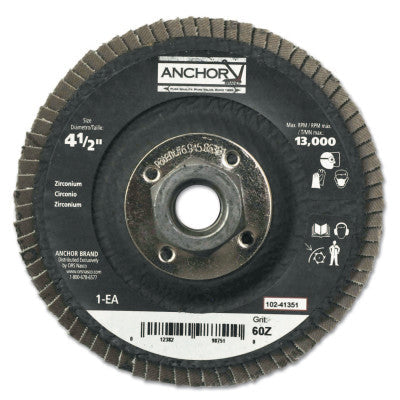 ORS Nasco Abrasive High Density Flap Discs, 4 1/2 in, 40 Grit, 7/8 in Arbor, 12,000 rpm, 41387