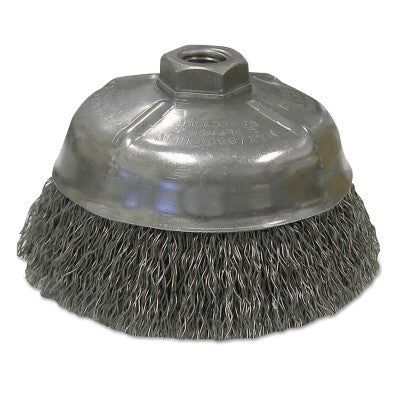 ORS Nasco Crimped Wire Cup Brushes, 5 in Dia., 0.02 in Carbon Steel Wire, BW-350
