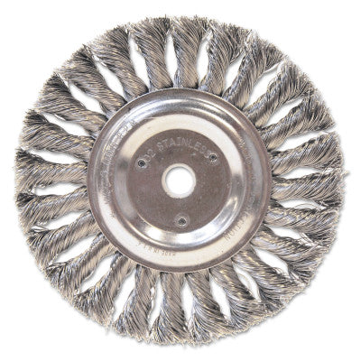 ORS Nasco Irregular Stainless/Aluminum Knot Wheel Brushes, 6 D x 1/2 W, 0.016, 5/8 - 1/2 in, BW-9765
