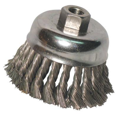 ORS Nasco Knot Wire Cup Brush, 3 in Dia., 5/8-11 Arbor, .014 in Stainless Steel, R3KC14S