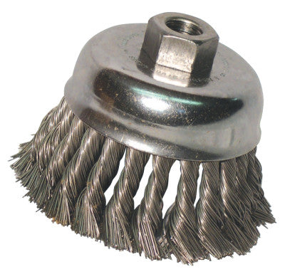 ORS Nasco Knot Wire Cup Brush, 6 in Dia., 5/8-11 Arbor, .014 in Stainless Steel, 6KC58S