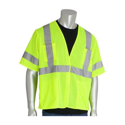 Protective Industrial Products, Inc. ANSI Type R Class 3 Value Four Pocket Mesh Vests, 6X-Large, Hi-Viz Yellow, 303-HSVELY-6X