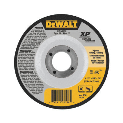 DeWalt® Ceramic Grinding Wheel, 4 1/2 in Dia, 1/8 in Thick, 7/8 Arbor, 24 Grit Ceramic, DWA8906
