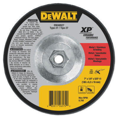 DeWalt® Grinding Wheels, 9 in Dia., 1/8 in Thick, 5/8 in - 11 Arbor, 24 Grit, Ceramic, DWA8931