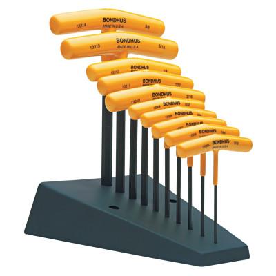 Bondhus® T-Handle Hex Tool Sets, 10 per stand, Hex Tip, Inch, 13390