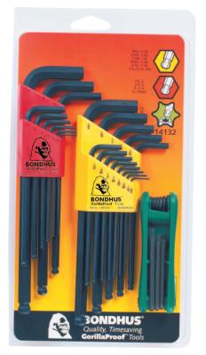 Bondhus® Balldriver L-Wrench Fold-Up Set, 30 pieces T6-T25, Torx Tip, Inch/Metric, 14132