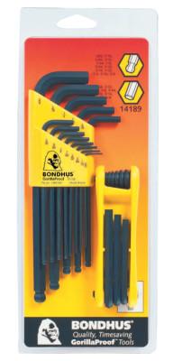 Bondhus® Balldriver L-Wrench and Fold-Up Set Combinations, 22 pieces, Hex Ball Tip, Inch, 14189