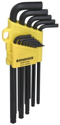 Bondhus® Balldriver L-Wrench Key Sets, 13 per holder, Hex Ball Tip, Inch, Extra Long, 16037