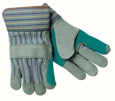MCR Safety_Select_Split_Cow_Gloves_Large_Blue_Fabric_w_Yellow_Stripes