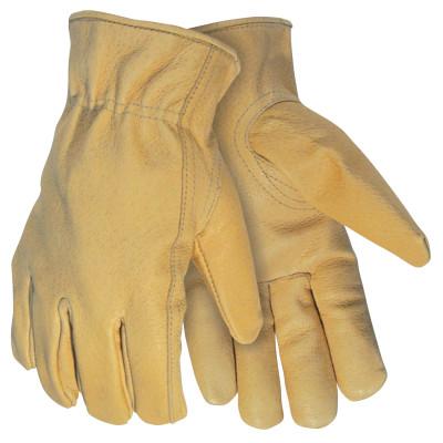 MCR Safety Pigskin Drivers Gloves, Grain Pigskin Leather, Medium, Gold, 3420M