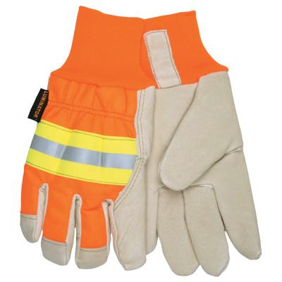 MCR Safety Luminator Gloves, X-Large, Beige/Hi-Vis Orange/Lime/Silver, 3440XL