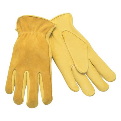 MCR Safety Drivers Gloves, Large, Leather, Gold Color, 3505L