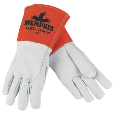 MCR Safety Goat Mig/Tig Welders Gloves, Prem Grade Goatskin/Split Cowhide, Large, White, 4840L