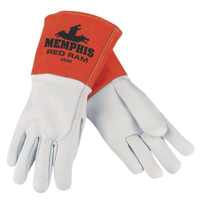 MCR Safety Red Ram Mig/Tig Welders Gloves, Grain Goat Skin, XL, White/Russet, 4840XL