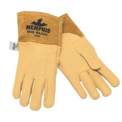 MCR Safety Big Buck MIG/TIG Welding Gloves, Deerskin & Cowskin Leather, L, Gldn Cream/Brown, 4984L