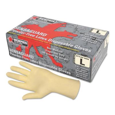 MCR Safety Disposable Latex Gloves, Powder Free, Rolled Cuff, 5 mil, Nat. White, Small, 5055S