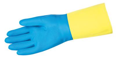 MCR Safety Chem-Tech Neoprene Over Latex Gloves, Blue/Yellow, Large, 5409S
