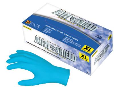 MCR Safety Nitrile Disposable Gloves, NitriShield™, Rolled Cuff, Unlined, Large, Blue, 4 mil Thick, Powder Free, 6015L