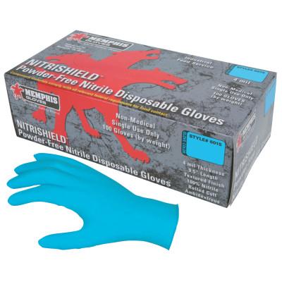 MCR Safety Nitrile Disposable Gloves, NitriShield™, Rolled Cuff, Unlined, Medium, Blue, 4 mil Thick, Powder Free, 6015M