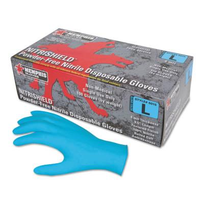 MCR Safety Nitrile Disposable Gloves, NitriShield™, Rolled Cuff, Unlined, Small, Blue, 4 mil Thick, Powder Free, 6015S