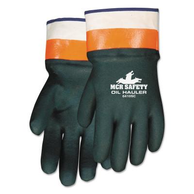 MCR Safety Oil Hauler Premium Double Dip PVC Coated Gloves, Large, Dark Green, 6410SC