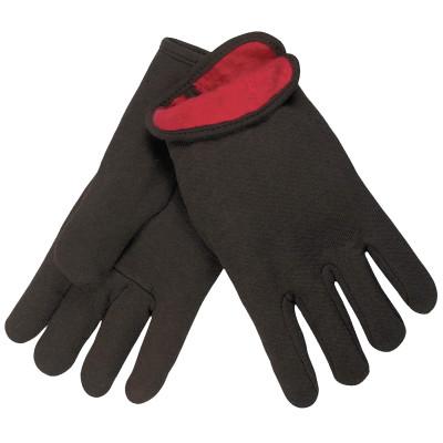 MCR Safety Fleece-Lined Jersey Gloves, Large, Brown/Red, 7900L
