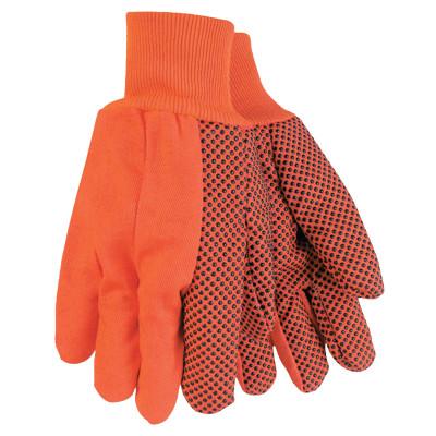MCR Safety Double-Palm Canvas Gloves, Large, Hi-Visibility Orange, Knit Wrist Cuff, 9018DO