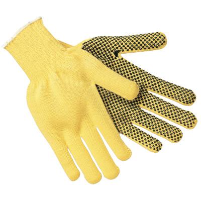 MCR Safety 1-Sided PVC Dotted Gloves, Large, Yellow/Black/White, 9361L