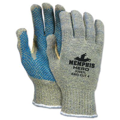 MCR Safety Hero Gloves, Large, Salt-and-Pepper/Blue, 93867L