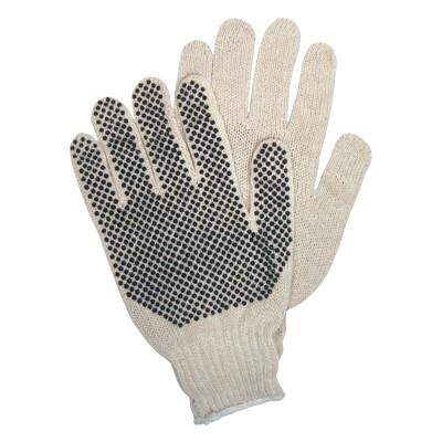 MCR Safety PVC Dot String Knit Gloves, Small, 1-Sided Dots, Natural/Brown/Yellow, 9650SM