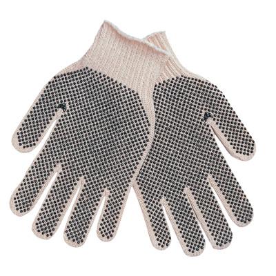 MCR Safety PVC Dot String Knit Gloves, Large, 2-Sided Blocks, Natural/Blue/White, 9660LMB