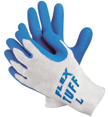 MCR Safety Flex Tuff Latex Dipped Gloves, Medium, Blue/White, 9680M