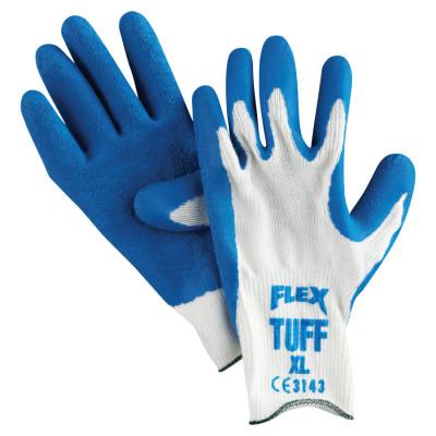 MCR Safety Flex Tuff Latex Dipped Gloves, X-Large, Blue/White, 9680XL