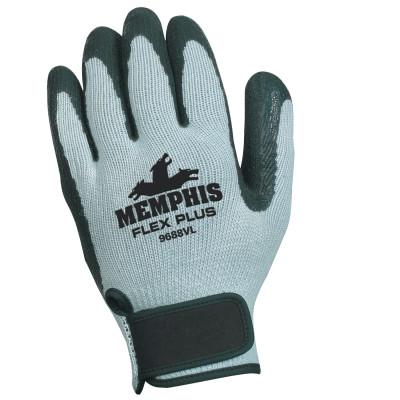 MCR Safety Flex Tuff-II Latex Coated Gloves, Large, Black/Gray, 9688VL