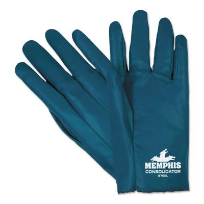 MCR Safety Consolidator Nitrile Gloves, Slip-On, Cotton Interlock, X-Large, Blue, 9700XL