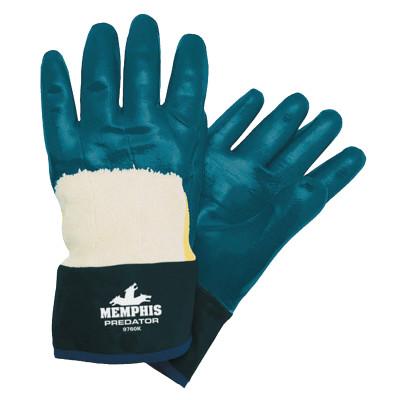 MCR Safety Predator Nitrile Coated Gloves, Large, Blue, Smooth, Palm/Knuckle, Nitrile Cuff, 9760K